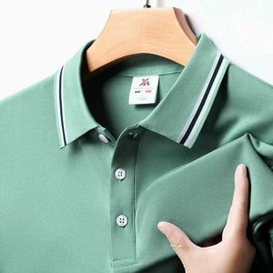 Heren Polos Mens Solid Striped Polo Shirt met korte mouwen met een kraagzomer Bladbaar en comfortabel top Q24050911