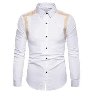 Heren Polos Mens Spring Nieuwe print Slim Fit Polo kraag met lange mouwen shirt Q240508