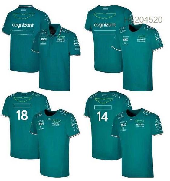 Polos pour hommes T-shirts pour hommes Mode Aston Martin F1 Team T-shirts Pilote de course espagnol Fernando Alonso 14 et Stroll 18 Polo surdimensionné T-shirt personnalisable Vccx