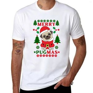 Herenpolo's Merry Pugmas T-shirt Dierenprint Shirt voor jongens Herenkleding Grote en lange T-shirts voor heren