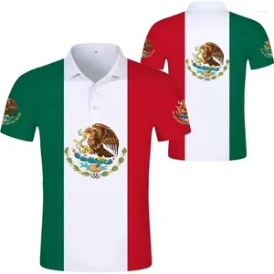 Polos Menos Mexico Flag 3D Polo Polo pour hommes Femmes Tops Fashion Short à manches Bouton T-shirts T-shirts de haute qualité