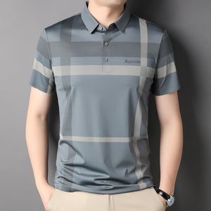 Hommes Polos MLSHP Été À Manches Courtes Hommes Polos De Luxe Lâche Large Rayé Affaires Casual Mince Mâle Tops Mode Homme Tees 4XL 230721