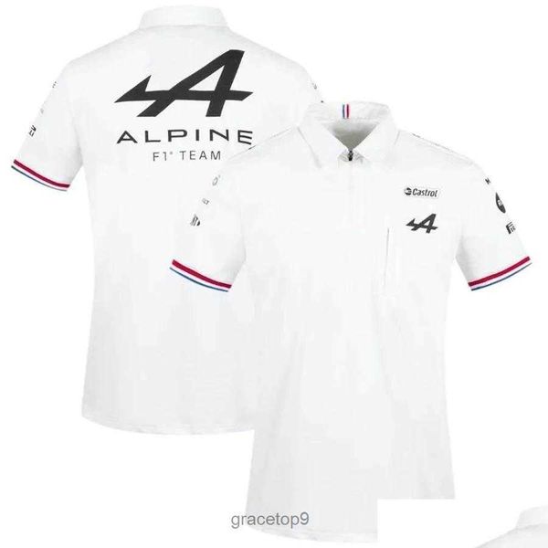 Polos pour hommes Vêtements de moto Motorsport Alpine F1 Team Aracing Tshirt Blanc Noir Respirant Teamline Chemise à manches courtes Vêtements de fan de voiture Drop Personnalisable 98i8