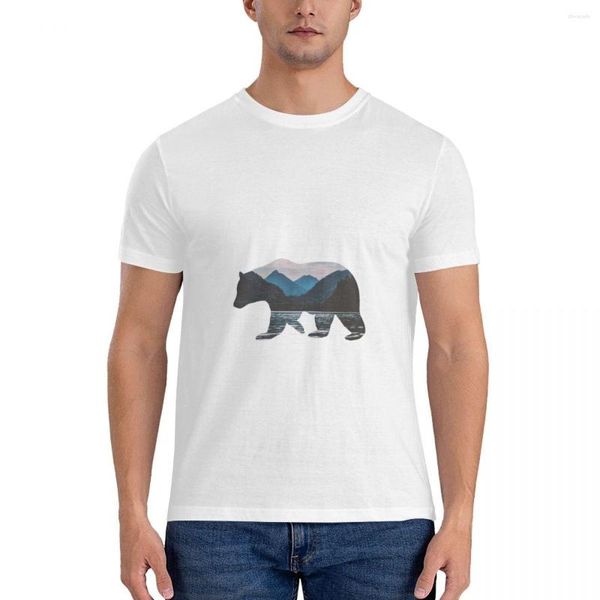Polos pour hommes Mountain Bear T-shirt ajusté à manches courtes T-shirt homme uni noir t-shirts homme vêtements