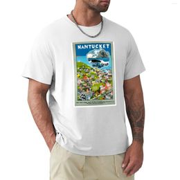 Polos pour hommes Nantucket USA Vintage Travel Poster T-Shirt restauré Chemise à séchage rapide uni T Chemises Slim Fit pour hommes