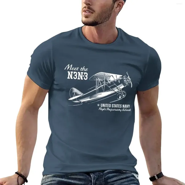 Fábrica de aviones navales de Polos para hombres N3N-3 Camiseta Camiseta de moda coreana Camisetas para hombres