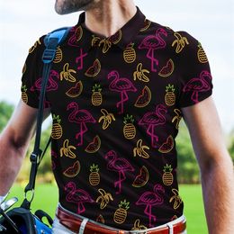 Herenpolo's Neon Tropical Time Polo T-shirts Art Print Trending Shirt Zomer Korte mouw Aangepaste kleding 230901