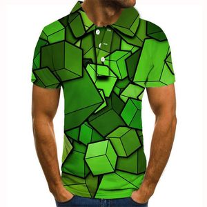 Polos pour hommes Nepolo Homme Marques de chemises pour hommes Été À manches courtes Mode Casual Slim Green Cube Imprimé Hommes Tops PoloMen's Men'sMen's