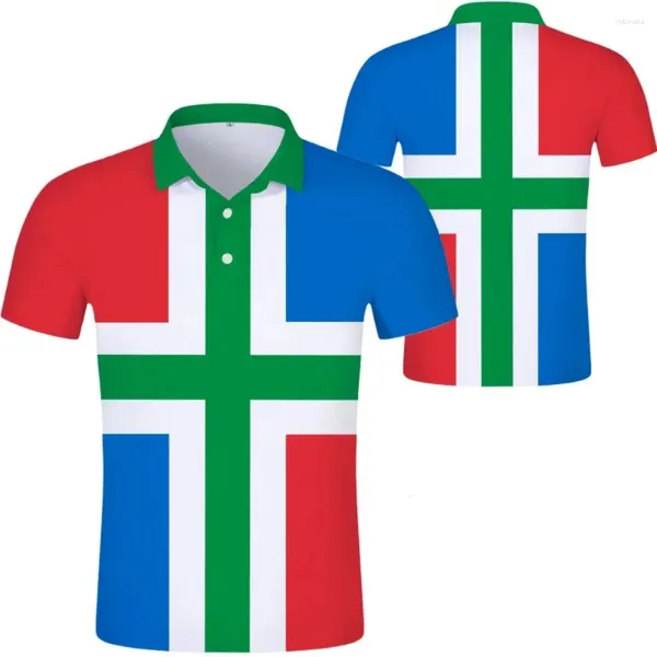 Polos pour hommes Pays-Bas Groningen Drapeau Nom personnalisé gratuit Numéro 3D Imprimé Po Texte Logo Polo Chemise