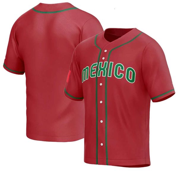 Polos masculine Nouveau maillot de baseball Mexico 7 Urias 56 Arozarena 34 Couse de couture de haute qualité Jerseys pas cher sports extérieurs Rouge Monde