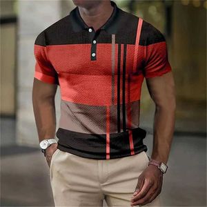 Polos masculins New Mens Polo 3d Stripe verticale Impression de haute qualité Vêtements pour hommes de haute qualité