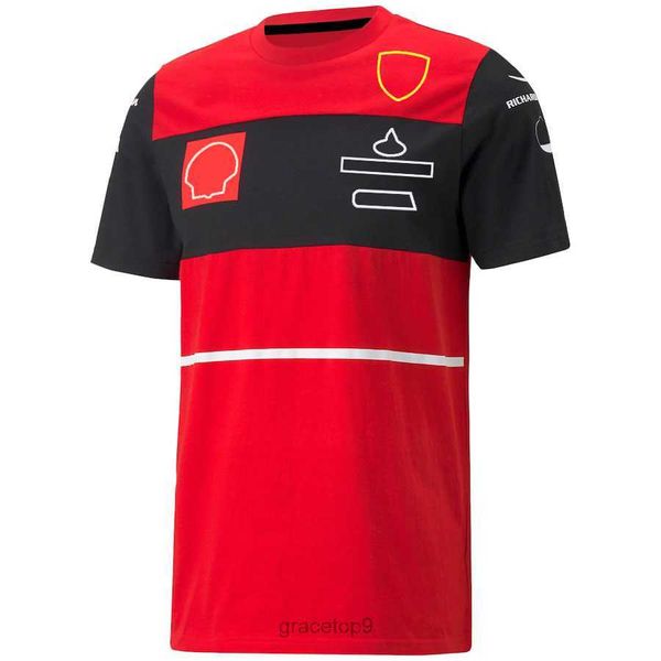 Polos para hombres Nuevo traje de carreras F1 Camiseta roja Equipo de manga corta Uniforme Solapa Secado rápido Top295d Personalizable D2q0