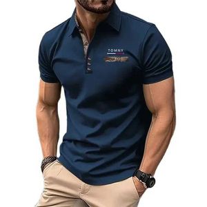 Polo's voor heren nieuwe zomer mode t-shirt heren knop omlaag flip kraag sport polo ademende top tomny q240509