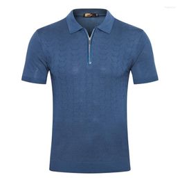 Polo da uomo OECHSLI Camicia di Seta Pelle di Serpente Uomo 2024 Estate Manica Corta Sottile Dritto Moda di Alta Qualità Grande Formato M-5XL