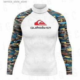 Herenpolo's Outdoor Strandsurfkleding 2023 Heren Lange mouw Surf Gymkleding Zwemmen Drijfpak Jongen Tops UV-zwemkleding Strak RashGuard Surfen Q231215