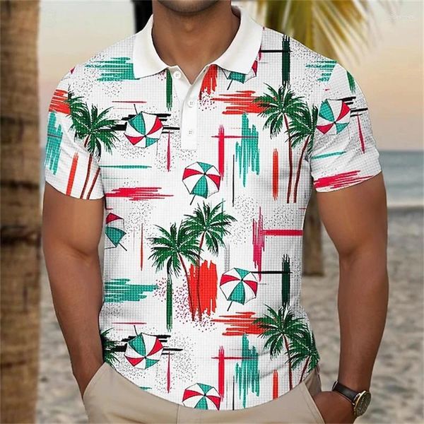 Polos Polos Palm Tree Resort Hawaiian 3D Polo Polo de vacances Vancier Place Couchée courte HAWAII T-Tees confortable Vêtements