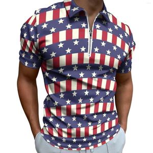Polos pour hommes Drapeau patriotique des États-Unis Polos décontractés Stars And Stripes T-shirts Homme Chemise graphique à manches courtes Jour Esthétique Tops surdimensionnés
