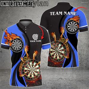 Polos pour hommes Nom personnalisé Fire Darts Team Multilcolor 3D Polo imprimé Hommes / Femmes Cadeau parfait pour les amoureux Tops Unisex Tee-333