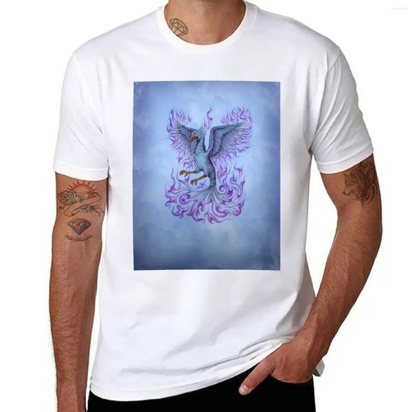 Polos para hombre, camiseta de Phoenix con la llama violeta, camisetas de manga corta, ropa de verano, blusa, camisetas pesadas para hombre