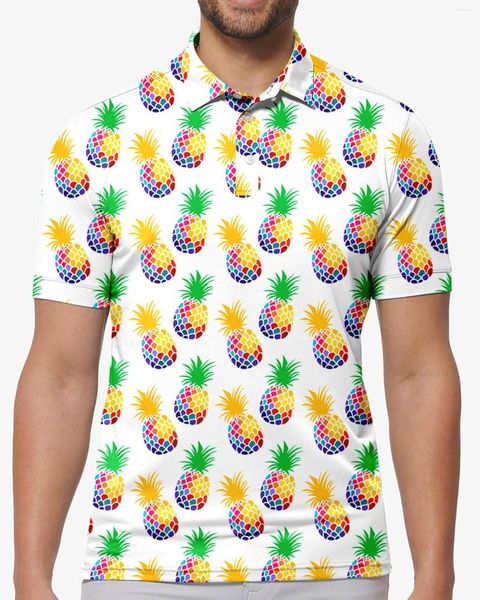 Polos pour hommes Ananas Disco Polo T-Shirts Art Print Trending Shirt Summer Short-Sleeve Custom Clothing