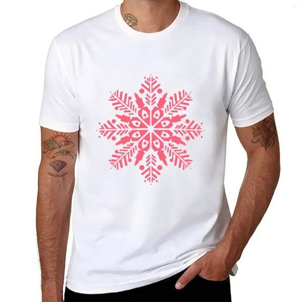 Polos pour hommes Rose Noël Flocon de neige 3/4 T-shirt Garçons T-shirts Courts Vêtements drôles