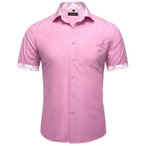 Heren Polos Pink Party Shirts For Man Spring Summer Short Sleeve Polo Shirt For Men Luxe mannelijke patchwork kraag knopen Heren draagt ​​geschenken 230316