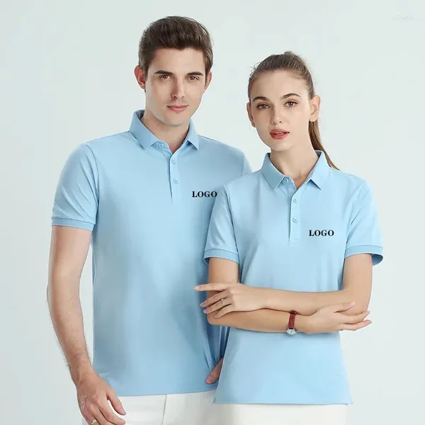 Polos para hombres Polos lisos Hombres Mujeres Equipo de trabajo Algodón Poliéster Corto Azul Top Tees Logo Venta al por mayor Personalizado