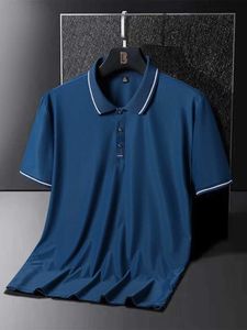 Heren polos plus maat 8xl 7xl heren polo shirts zomer ijs zijden zijden tee tee ademende coole snel droge nylon polos t shirts mannelijke z240529