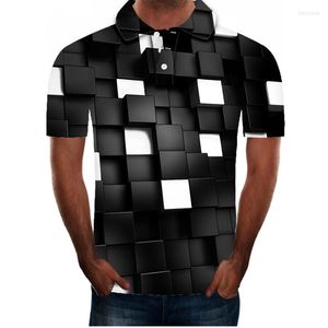 Heren PoloS Plus maat XXS-5XL Polo Shirt Square hoogwaardige 3D-geprinte mannen Korte mouwen Zomerheren shirts