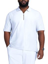 Polos pour hommes Polo grande taille pour hommes couleur unie polo à manches courtes col rabattu fermeture éclair polo été hommes hauts S-5XL 230804