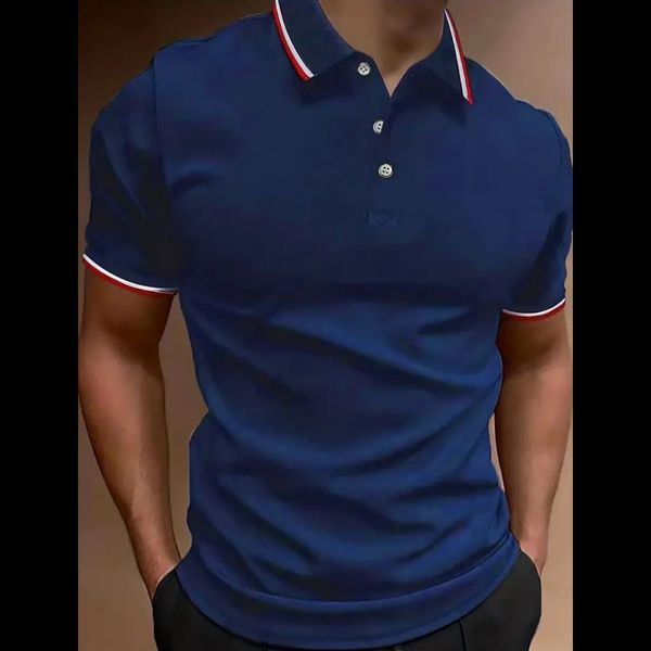 Polos pour hommes Polo coupe et impression vêtements fins couture mode d'été à manches courtes décontracté grande taille t-shirt haut 230817