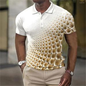 Polos pour hommes Polo Golf Plaid rayure 3d imprimé T-shirt vêtements de rue à manches courtes bouton vêtements de rue haut décontracté