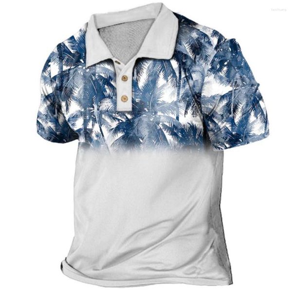 Polos para hombre, camisa Polo hawaiana con estampado de barco pirata en 3d, blusa informal de manga corta de malla de verano, ropa de secado rápido, camiseta de gran tamaño 5xl