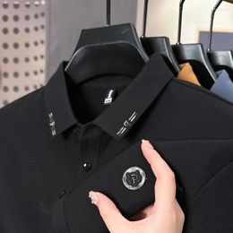 Polo's Polo's Polo Shirt High End Quality Rapel Borduured Gedrukte lange mouwen 2023 Koreaanse herfstmode Trend Basis Men Kleding