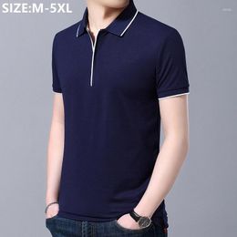 Polos pour hommes Polo Homme Casual Summer Plus Taille Manches courtes Business Tee 4XL 5XL Col rabattu Lâche Stretch Mâle Tops Vêtements Tshir