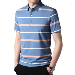 Polos para hombre, camisa Polo para hombre, pantalones cortos a rayas de verano para hombre, camisas de manga, ropa de negocios, camiseta de lujo, marca 2023 T56