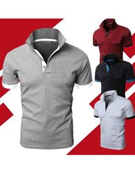 Polos pour hommes Polo d'été pour hommes à manches courtes col polo coupe ajustée haut décontracté respirant couleur unie chemise d'affaires asiatique grande taille 5XL 230412