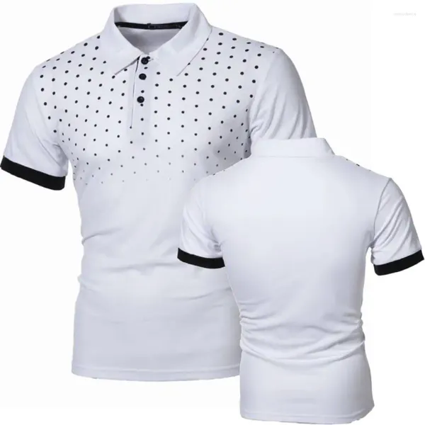 Polos pour hommes Polos Polos pour hommes T-shirt à col rabattu à manches courtes Sports Casual Tops respirants Tee-shirt d'entraînement imprimé à pois