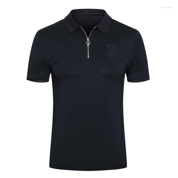 Polos para hombres Polo Piel de serpiente Hombres Camisa de manga corta Algodón 2022 Moda de verano Cremallera de negocios Tamaño grande de alta calidad