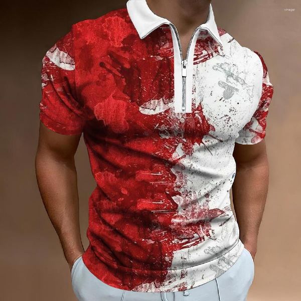 Polos Polos Polo T-shirt Men de chemise Men de chemise 3D PRÉGING INK MOTEMENT SUMBRE SUMPEL AVEC STREET STREET STREE