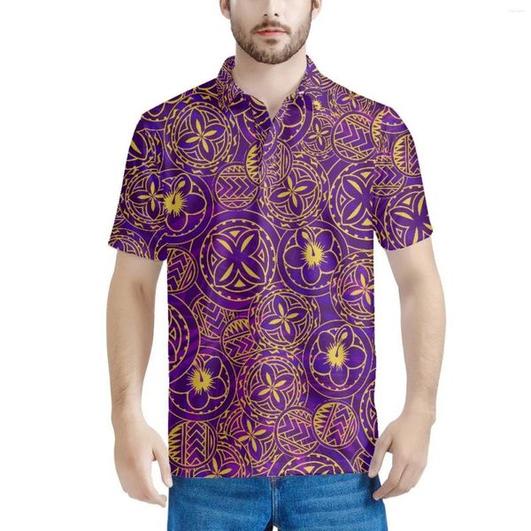 Polos pour hommes Tribal polynésien Pohnpei Totem Tattoo Prints Polo de luxe Revers T-shirt d'été Mode Casual Polyvalent Vacances