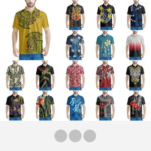 Polos pour hommes Tribal polynésien Samoan Totem tatouage Samoa imprime Polos à manches courtes couleur contrastée hommes de haute qualité