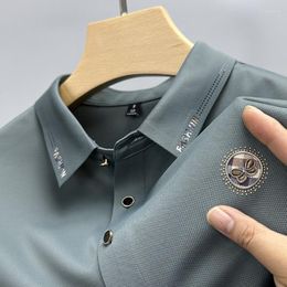 Heren Polo's Premium Ice Silk Ademend Polo shirt voor korte mouwen Polo shirt 2023 Zomer Fashion Butterfly Borduurwerk Casual Traceless T-shirt