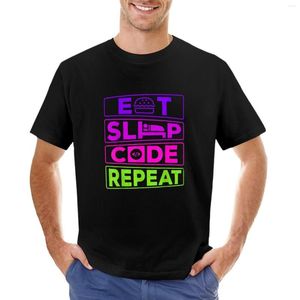 Herenpolo's Programmeren Eet Slaap Code Herhaal Cadeau voor Geek Programmeur T-shirt Aangepaste T-shirt herenkleding