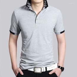 Polos en pur coton pour hommes, couleur unie, col montant, vêtements masculins, Slim, assortis avec tout, basique, Business, 2023