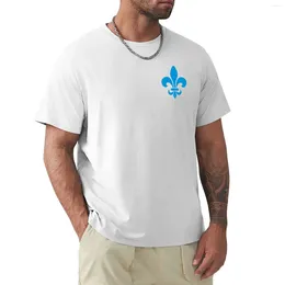 Herenpolo's Quebec Frankrijk Blauw Fleur De Lys Moderne Stijl PQ Qc Royal French Francais Op Witte Achtergrond T-shirt
