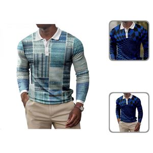 Polos para hombre de secado rápido con estilo pulóver de manga larga Polo geométrico para hombre apto para uso diario 221006