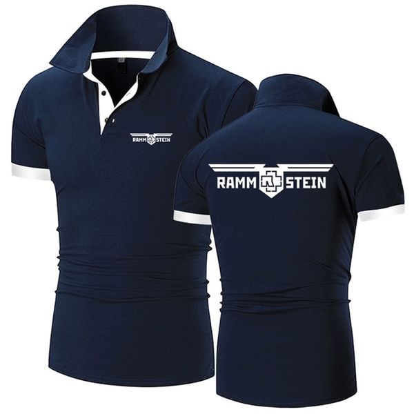 Men's Polos Ramstein Alemania Banda de metal de metal Moda de algodón Polos Polos Camiseta Color sólido Color Slim Fit Clothing 220826