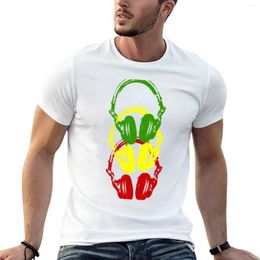 Polo's rasta voor heren hoofdtelefoons stencilstijl t-shirt zomer top douane hippie kleding mannen t shirts