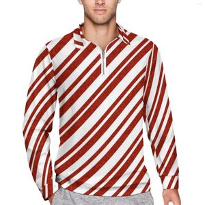 Polos para Hombre Camisas Polo De Línea Roja Y Blanca Camisa Informal A Rayas De Bastón De Caramelo para Hombre Camisetas con Cuello De Otoño Ropa De Gran Tamaño Personalizada De Manga Larga